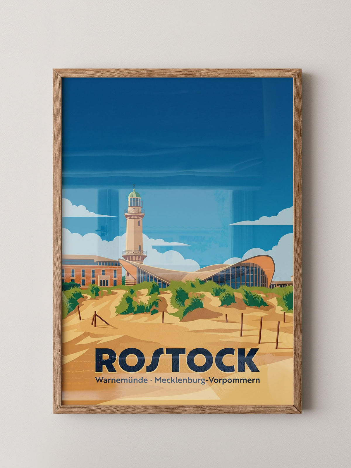 Rostock Leuchtturm Strand Illustration