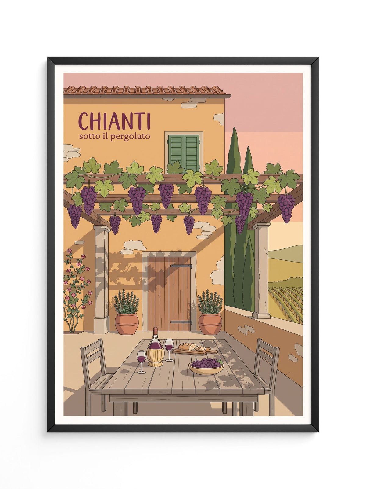 Chianti Pergola Wein Illustration