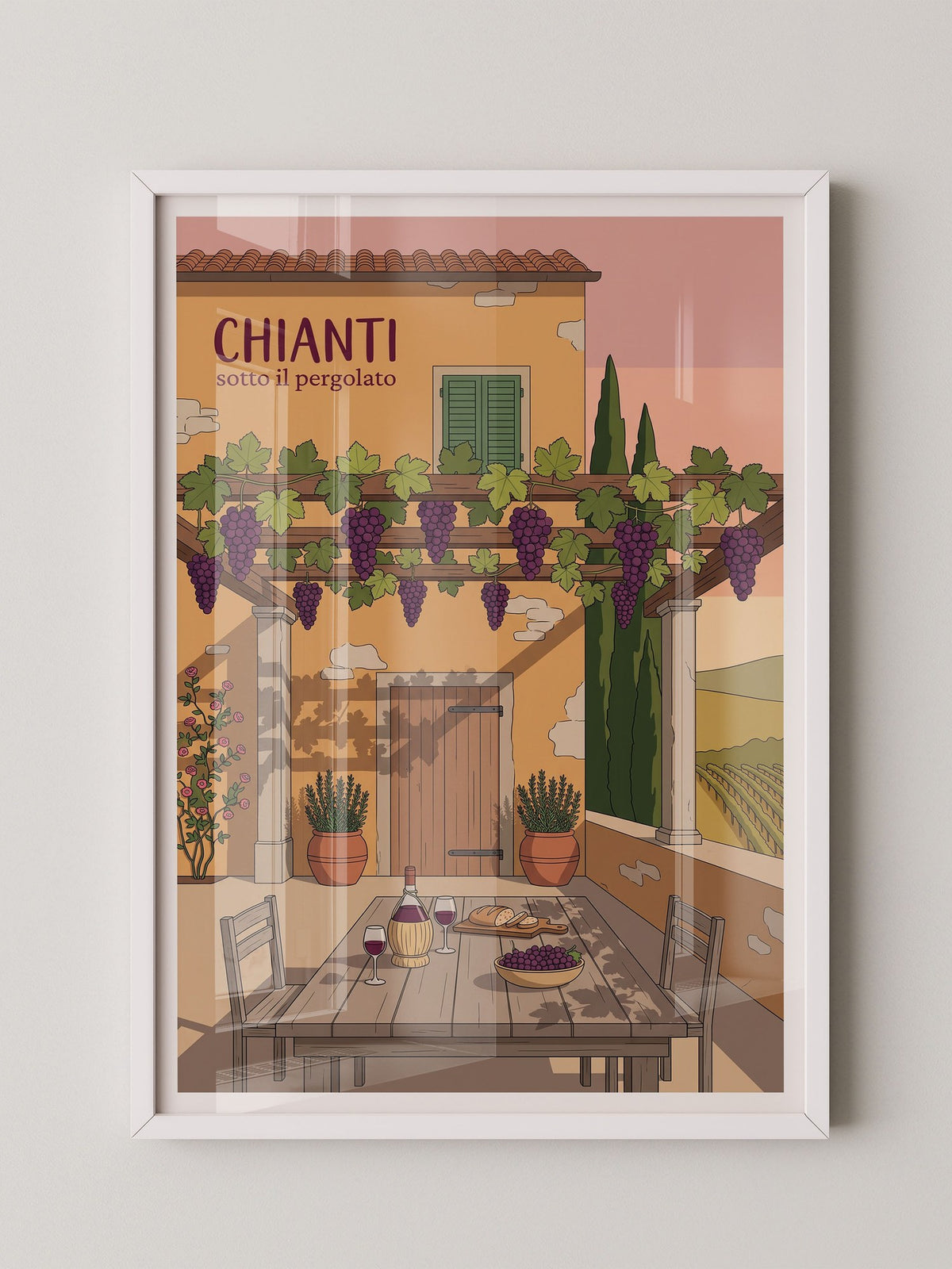 Chianti Pergola Wein Illustration