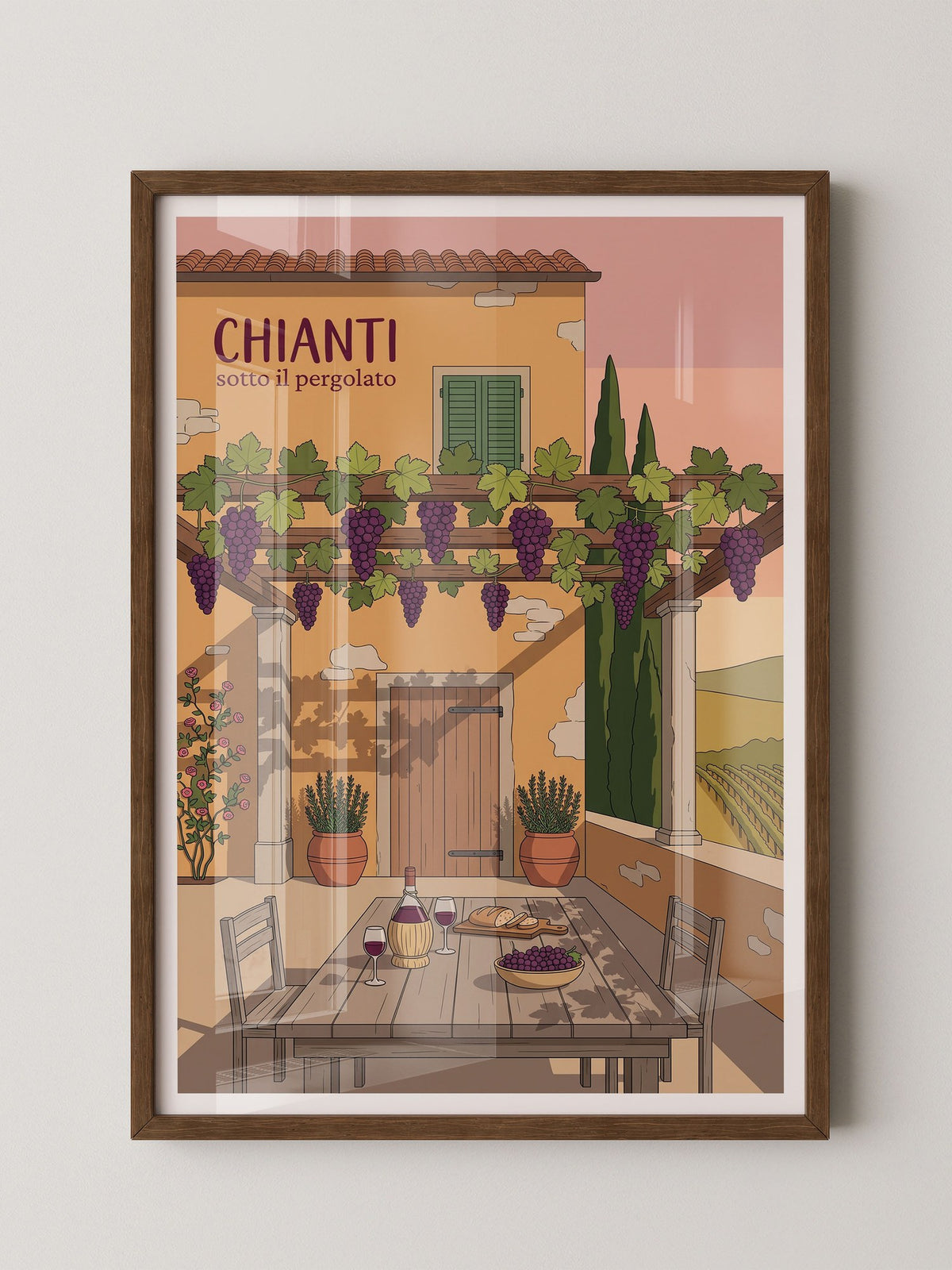 Chianti Pergola Wein Illustration