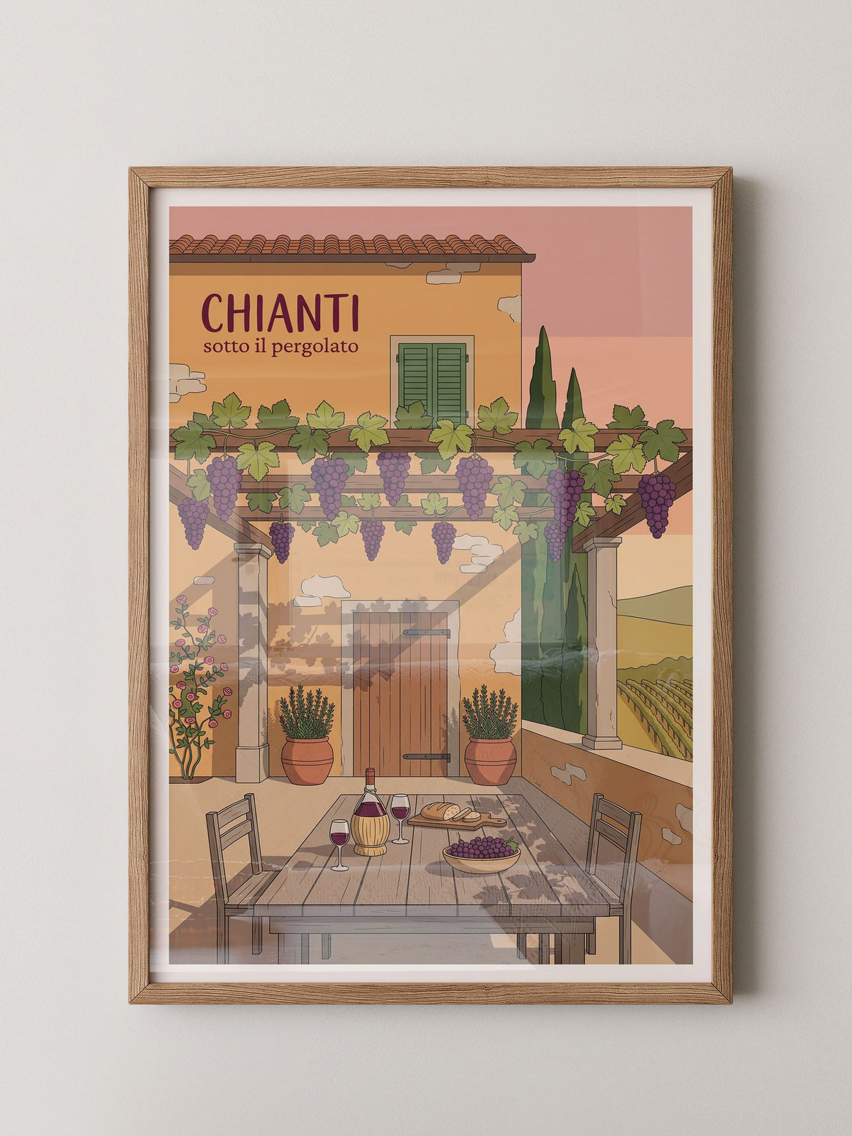 Chianti Pergola Wein Illustration