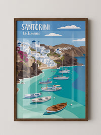 Santorini Bucht Illustration Boote