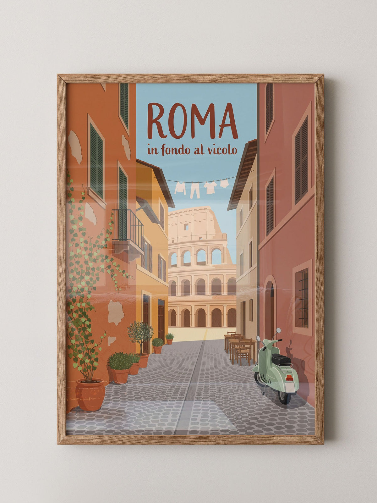 Roma Gasse Vespa Illustration