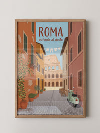 Roma Gasse Vespa Illustration
