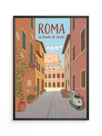 Roma Gasse Vespa Illustration