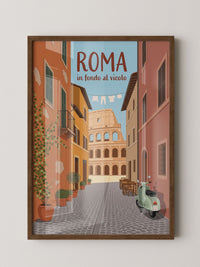 Roma Gasse Vespa Illustration