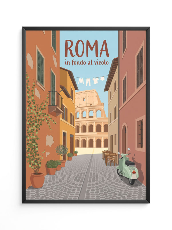 Roma Gasse Vespa Illustration