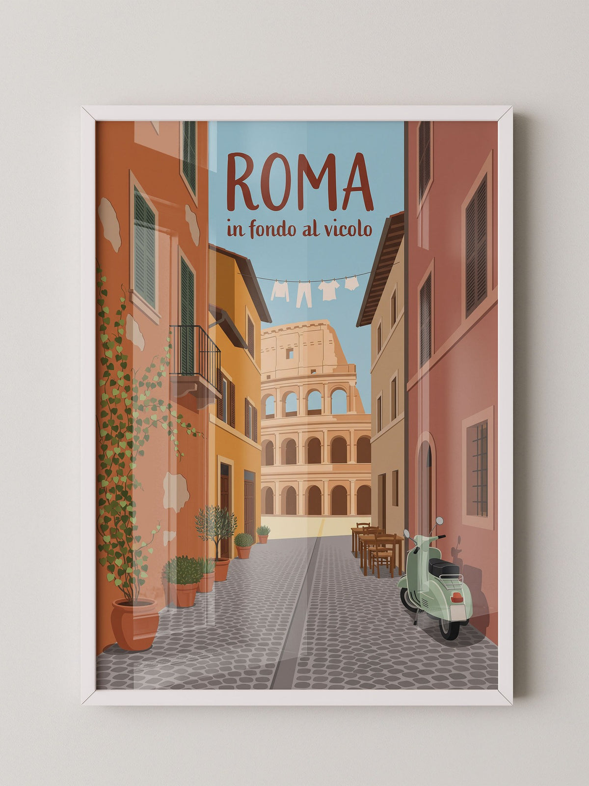 Roma Gasse Vespa Illustration
