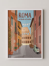 Roma Gasse Vespa Illustration