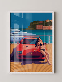Roter Sportwagen Hafen Illustration