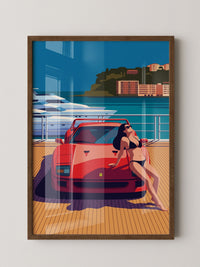 Roter Sportwagen Hafen Illustration