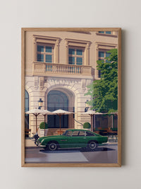 Retro Sportwagen Grün Illustration