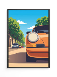 Orangener Sportwagen Illustration