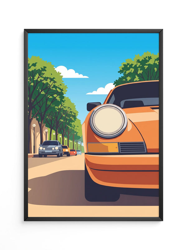 Orangener Sportwagen Illustration