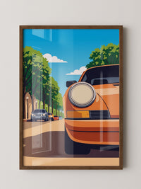 Orangener Sportwagen Illustration