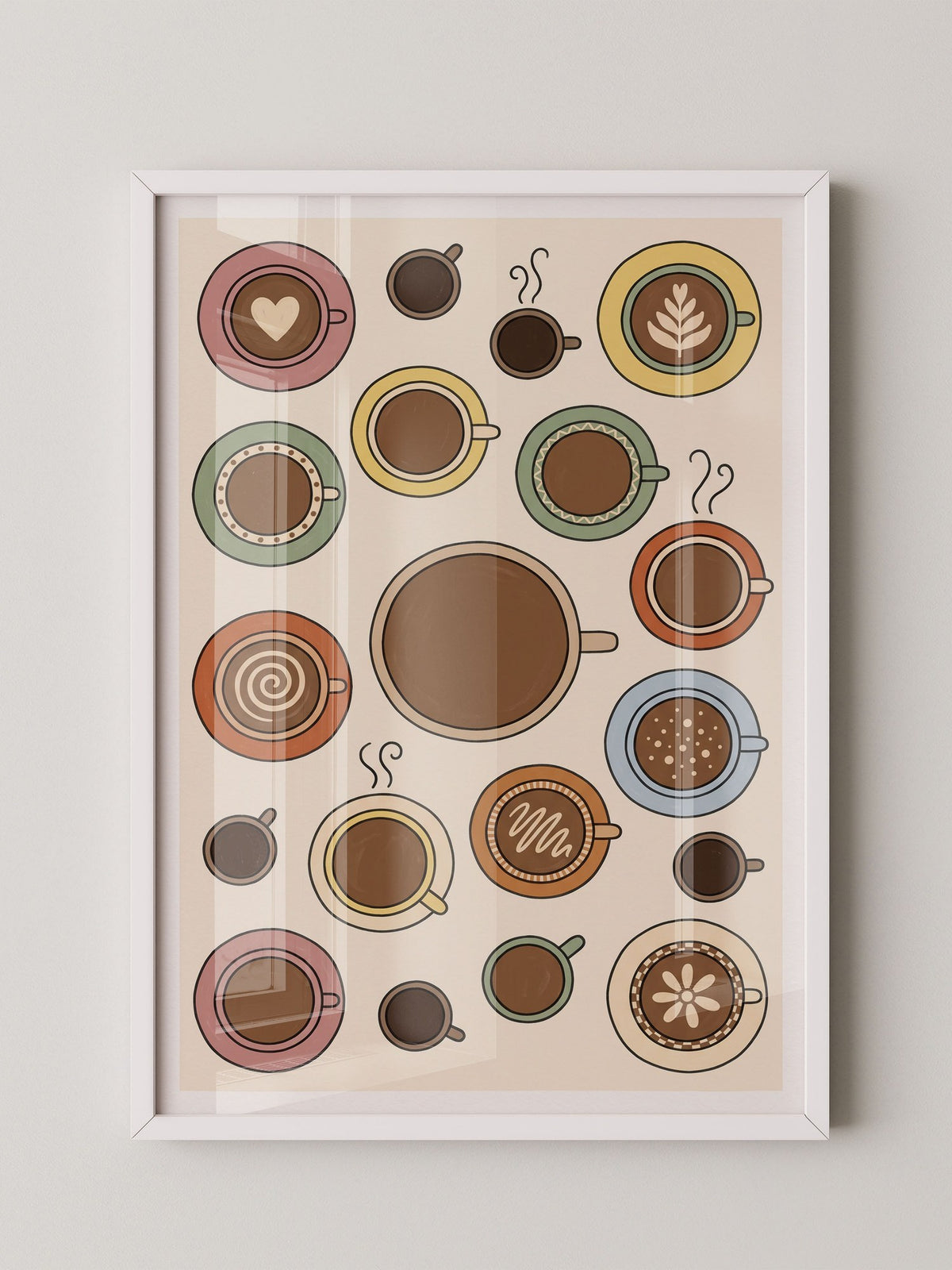 Kaffeetassen Illustration Bunt