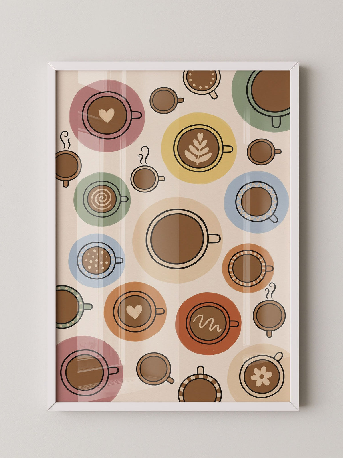 Kaffee Tassen Illustration bunt
