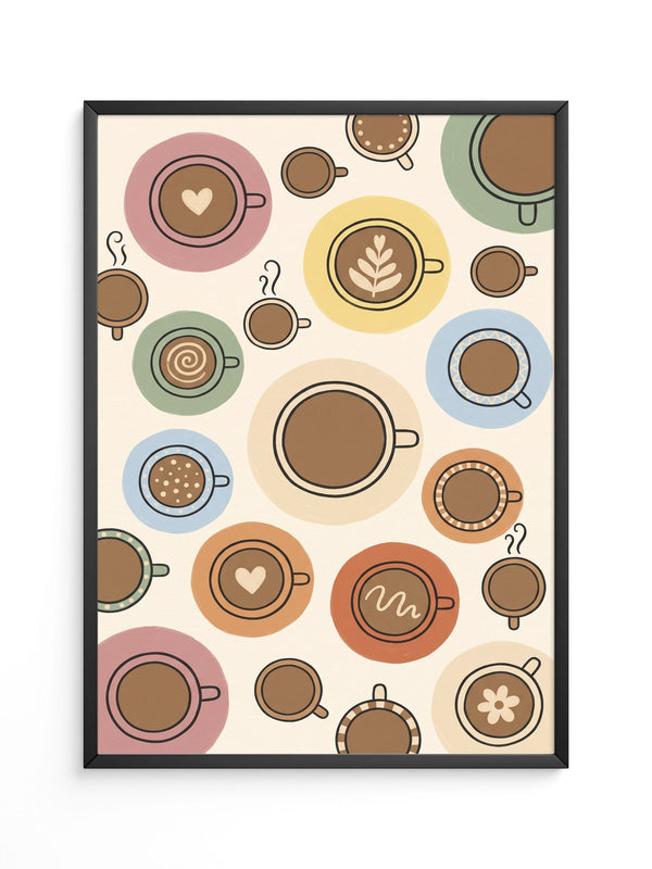 Kaffee Tassen Illustration bunt