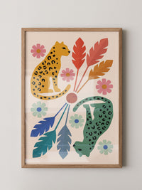 Leopard Blumen Illustration Bunt