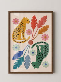Leopard Blumen Illustration Bunt
