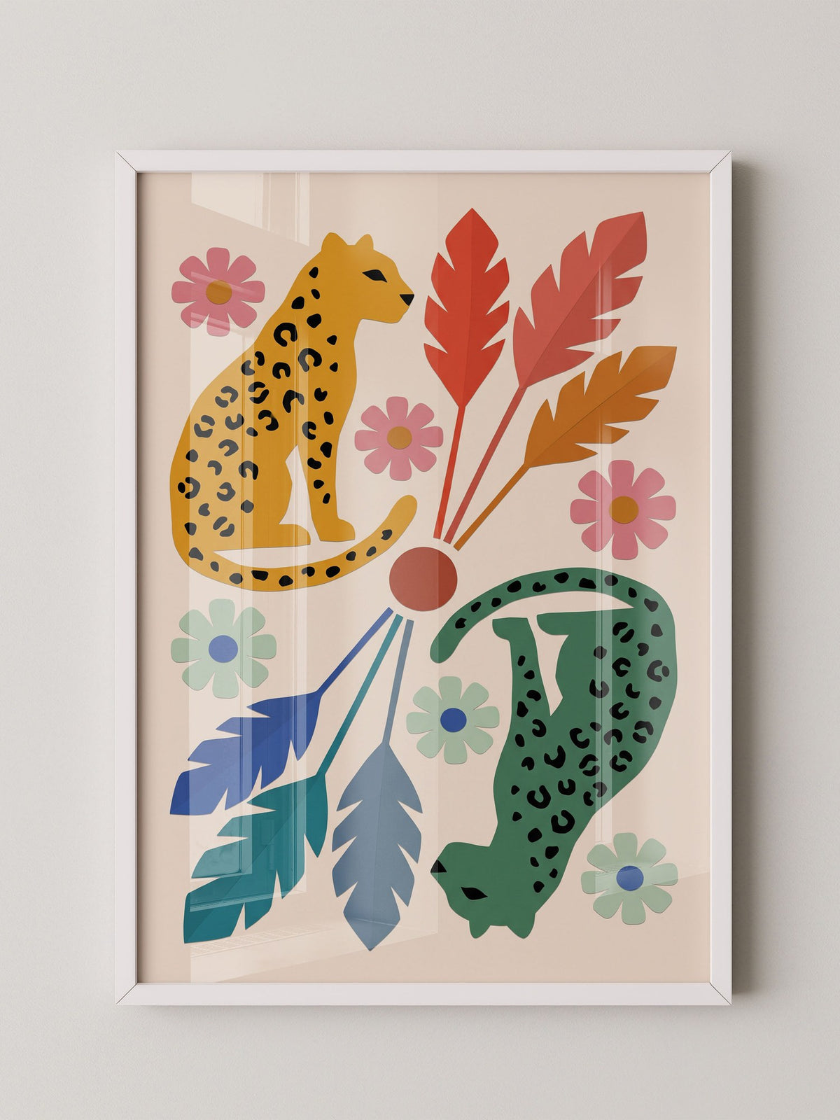 Leopard Blumen Illustration Bunt