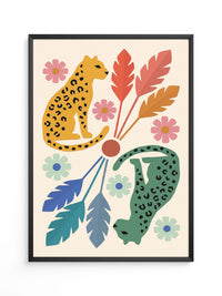 Leopard Blumen Illustration Bunt
