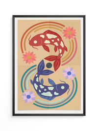 Koi Fische Blumen Illustration