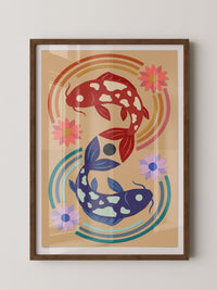 Koi Fische Blumen Illustration
