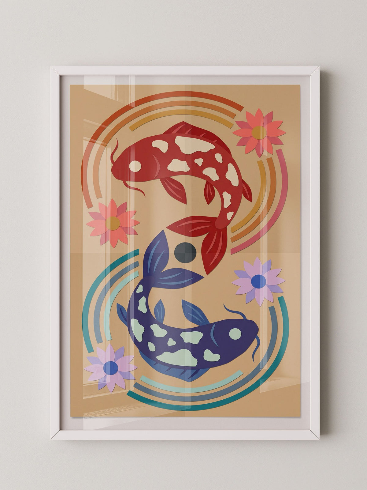 Koi Fische Blumen Illustration