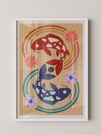 Koi Fische Blumen Illustration