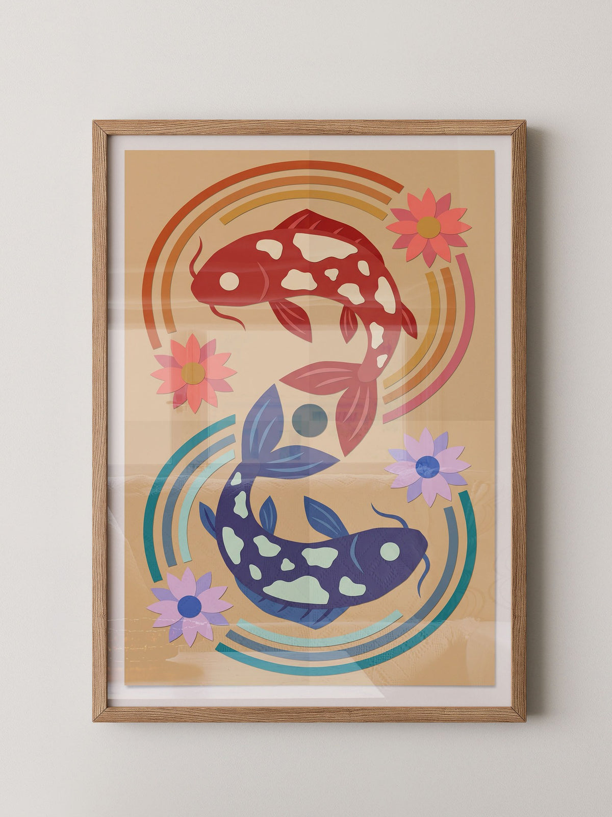 Koi Fische Blumen Illustration