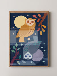Eulen Mondnacht Illustration