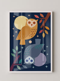 Eulen Mondnacht Illustration