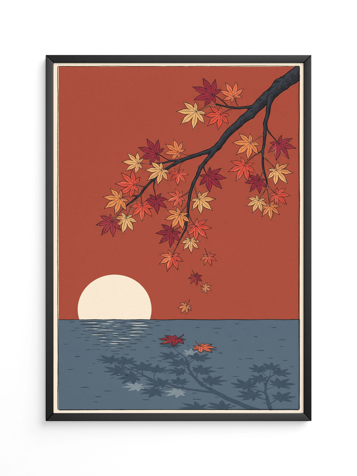 Herbstblätter Sonnenuntergang Wasser