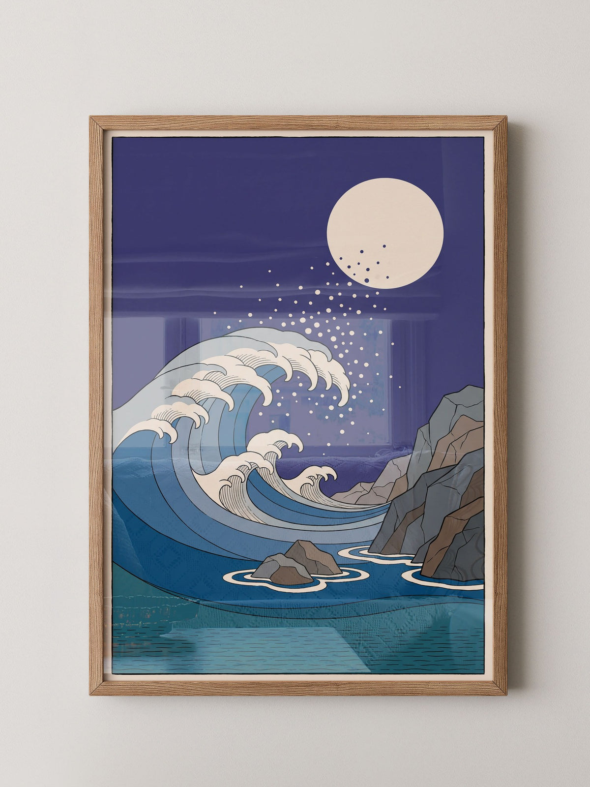 Welle Mondnacht Illustration