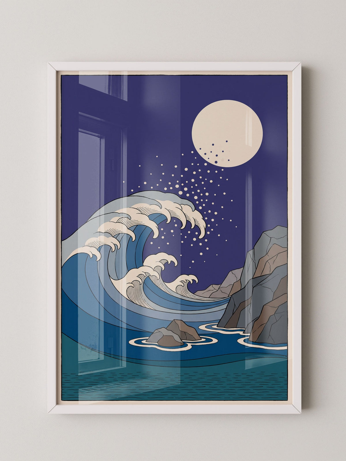 Welle Mondnacht Illustration