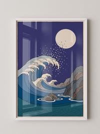 Welle Mondnacht Illustration