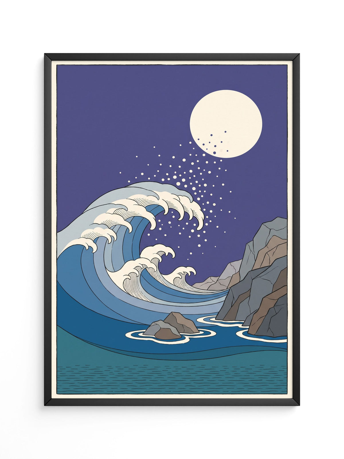 Welle Mondnacht Illustration