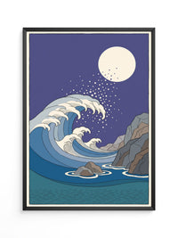 Welle Mondnacht Illustration