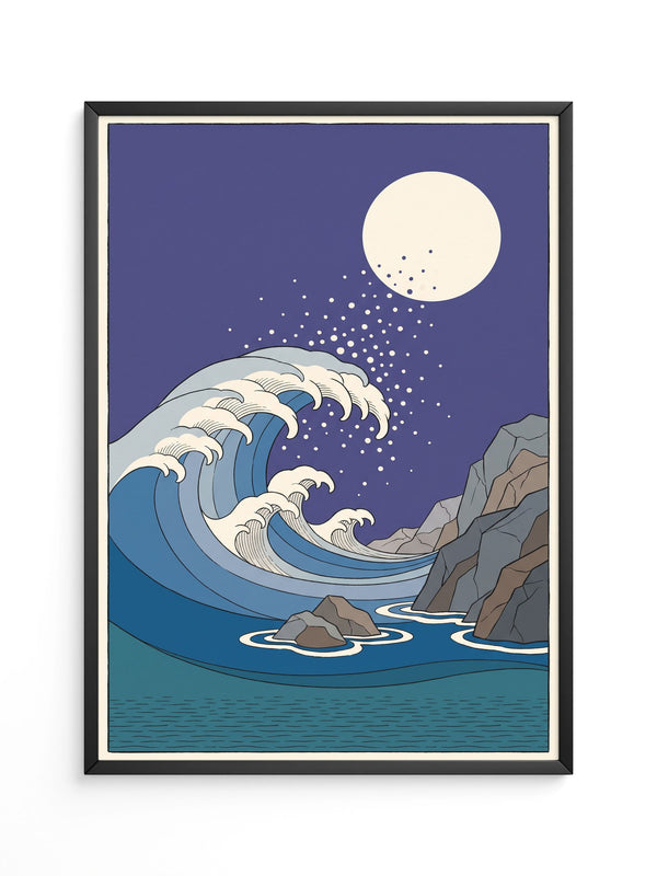 Welle Mondnacht Illustration