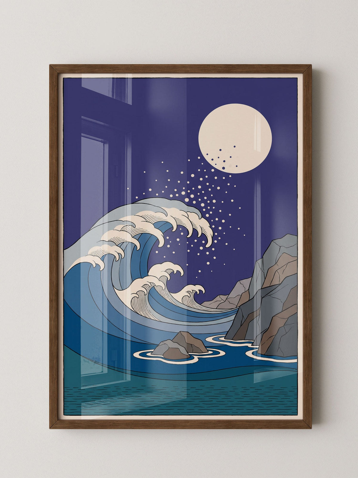 Welle Mondnacht Illustration