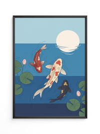 Koi Fische Mondlicht Illustration