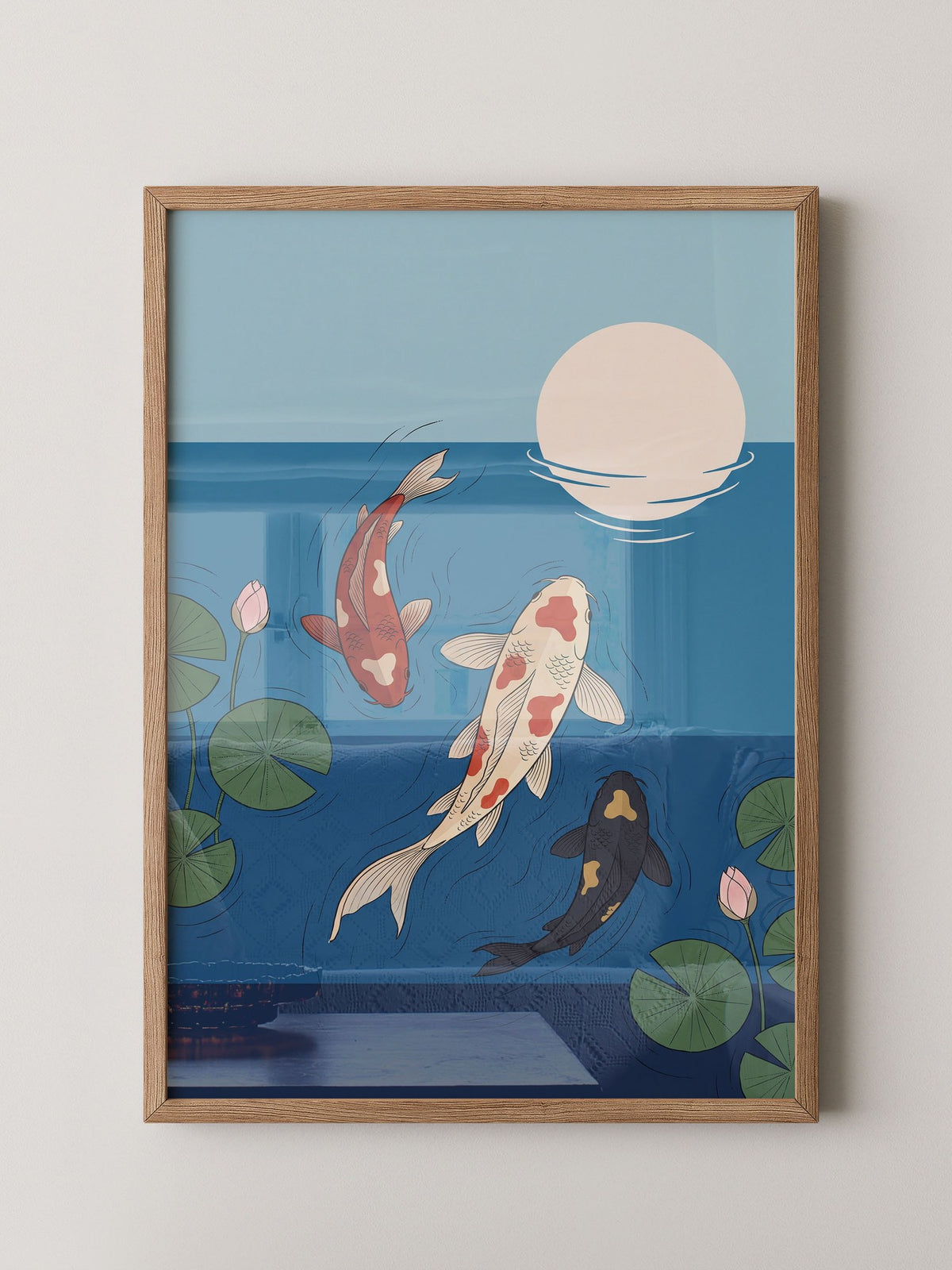 Koi Fische Mondlicht Illustration