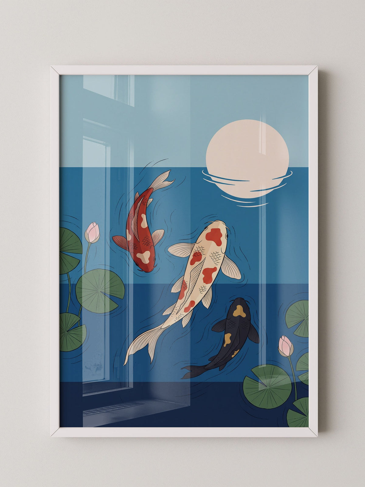Koi Fische Mondlicht Illustration