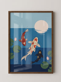 Koi Fische Mondlicht Illustration