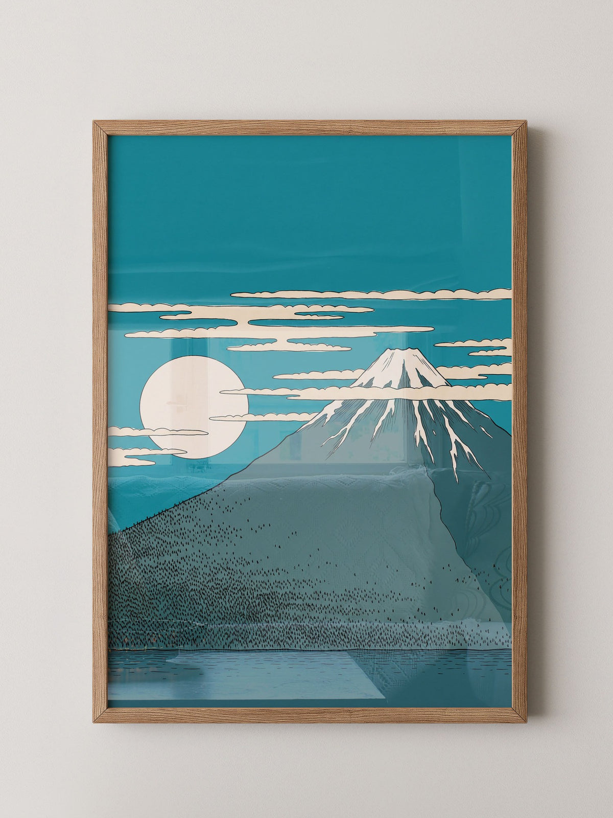 Berg Mond Illustration Türkis