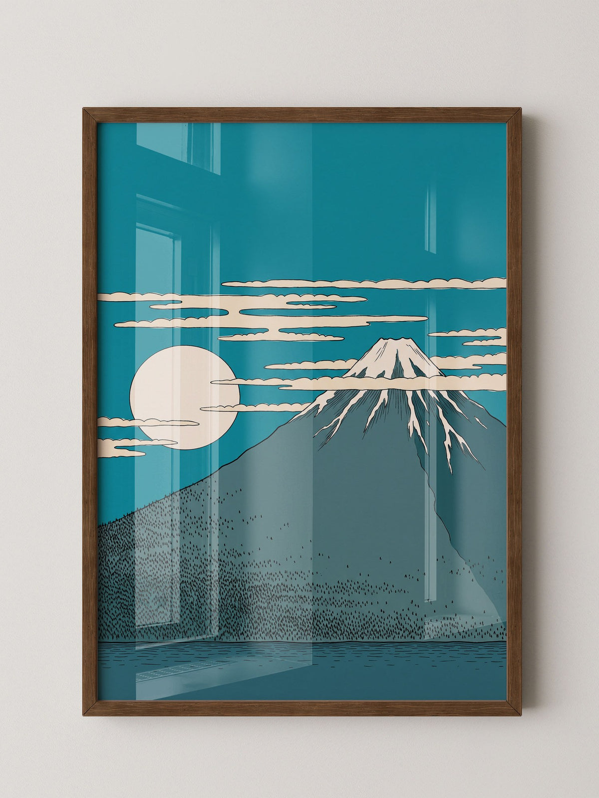 Berg Mond Illustration Türkis