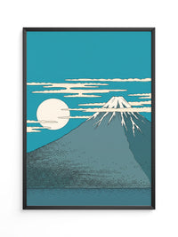 Berg Mond Illustration Türkis