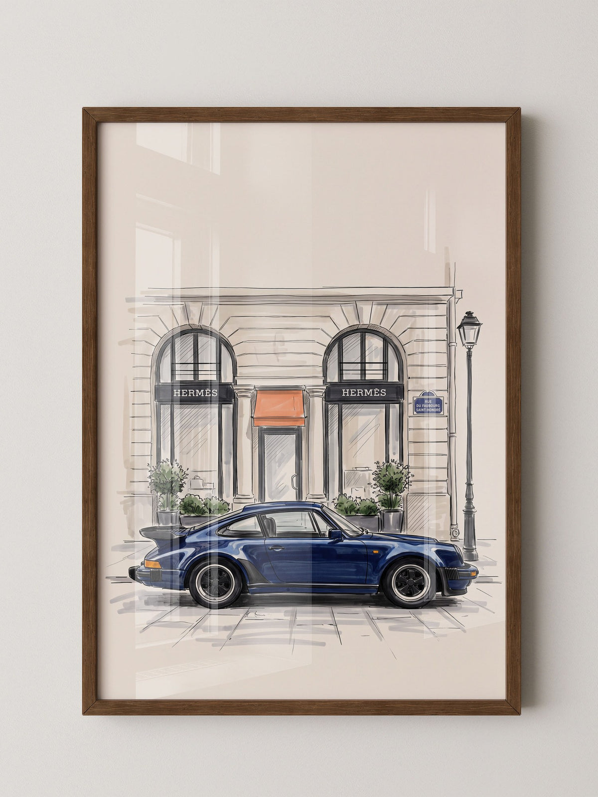 Blauer Sportwagen Paris Illustration