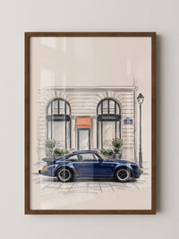 Blauer Sportwagen Paris Illustration